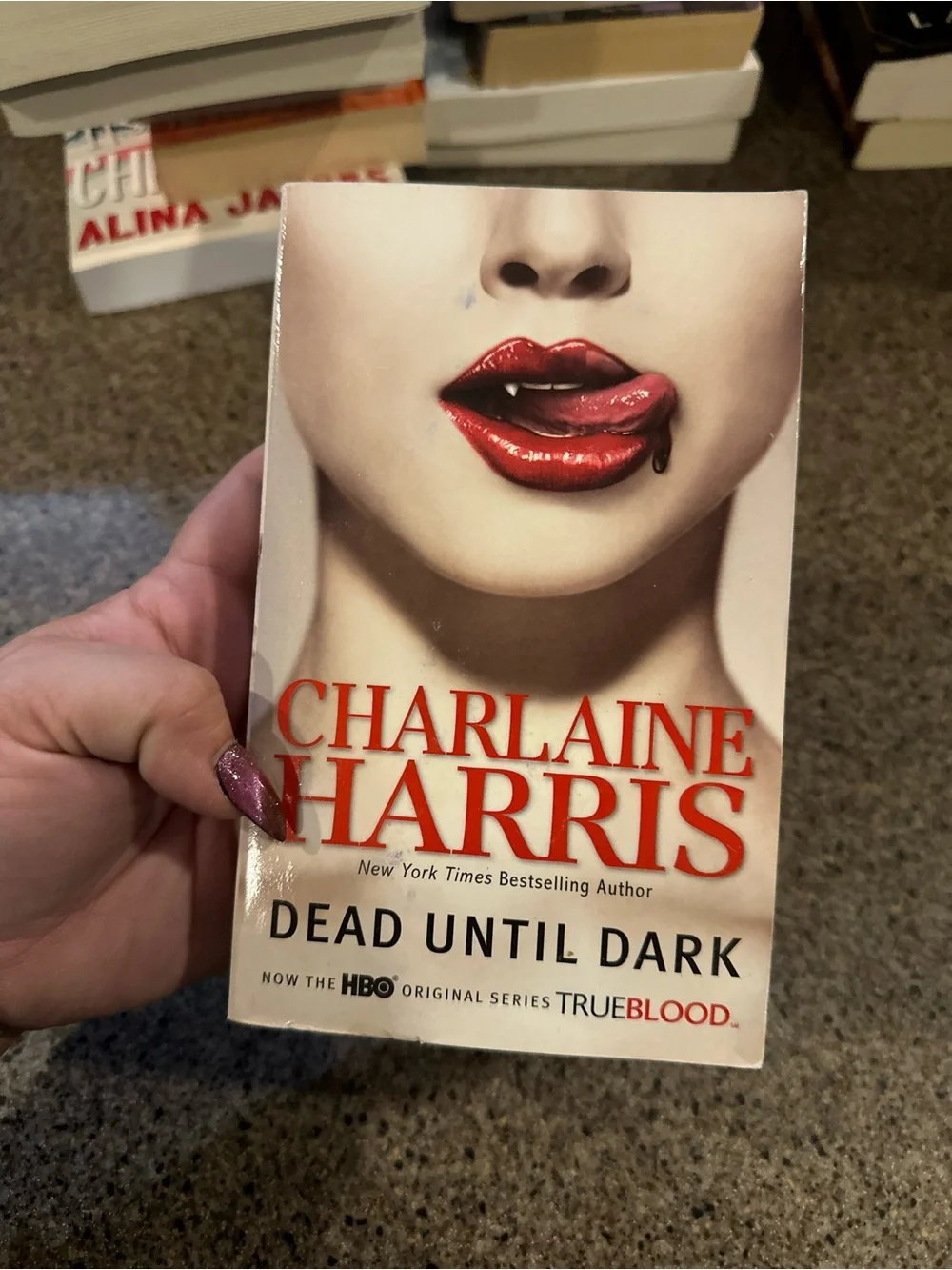 'Dead Until Dark' Decorative Book Cover in Red and Cream